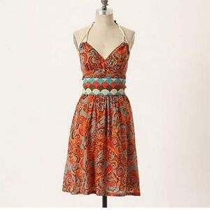 Moulinette Soeurs anthropologie beaded belt island holiday Halter midi Dress 6